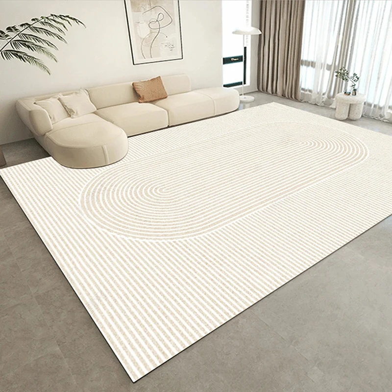 Carpet for Living Room Bedroom Beige Striped Large Rug Machine Washable Home Decoration Modern Cream Big Size Non-slip Floor Mat